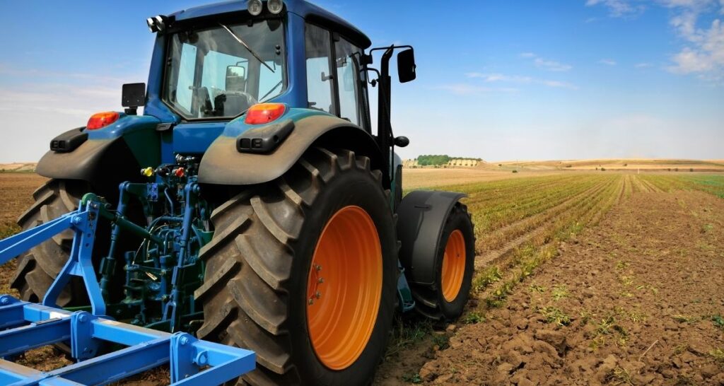 Tractor plowing a field 