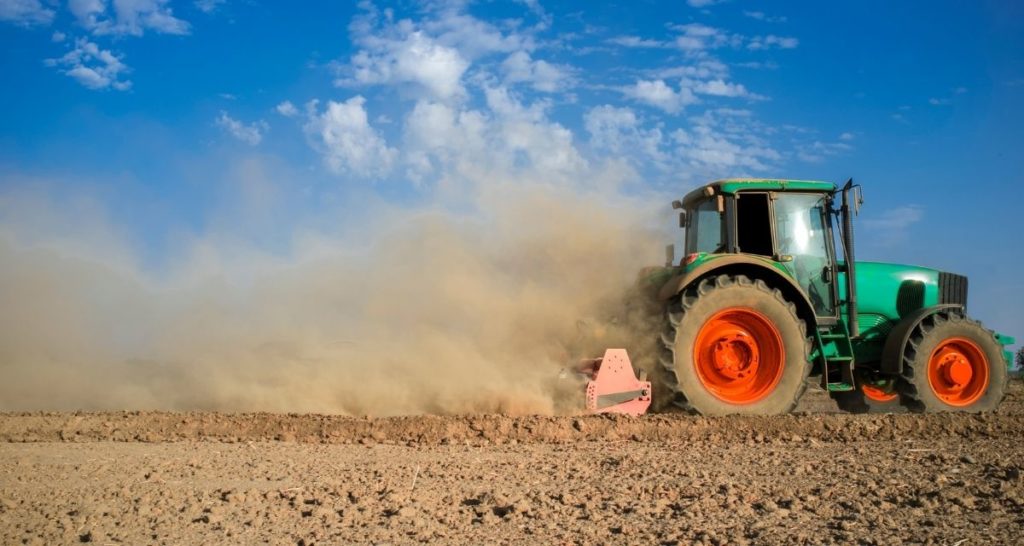Tractor running during a drought